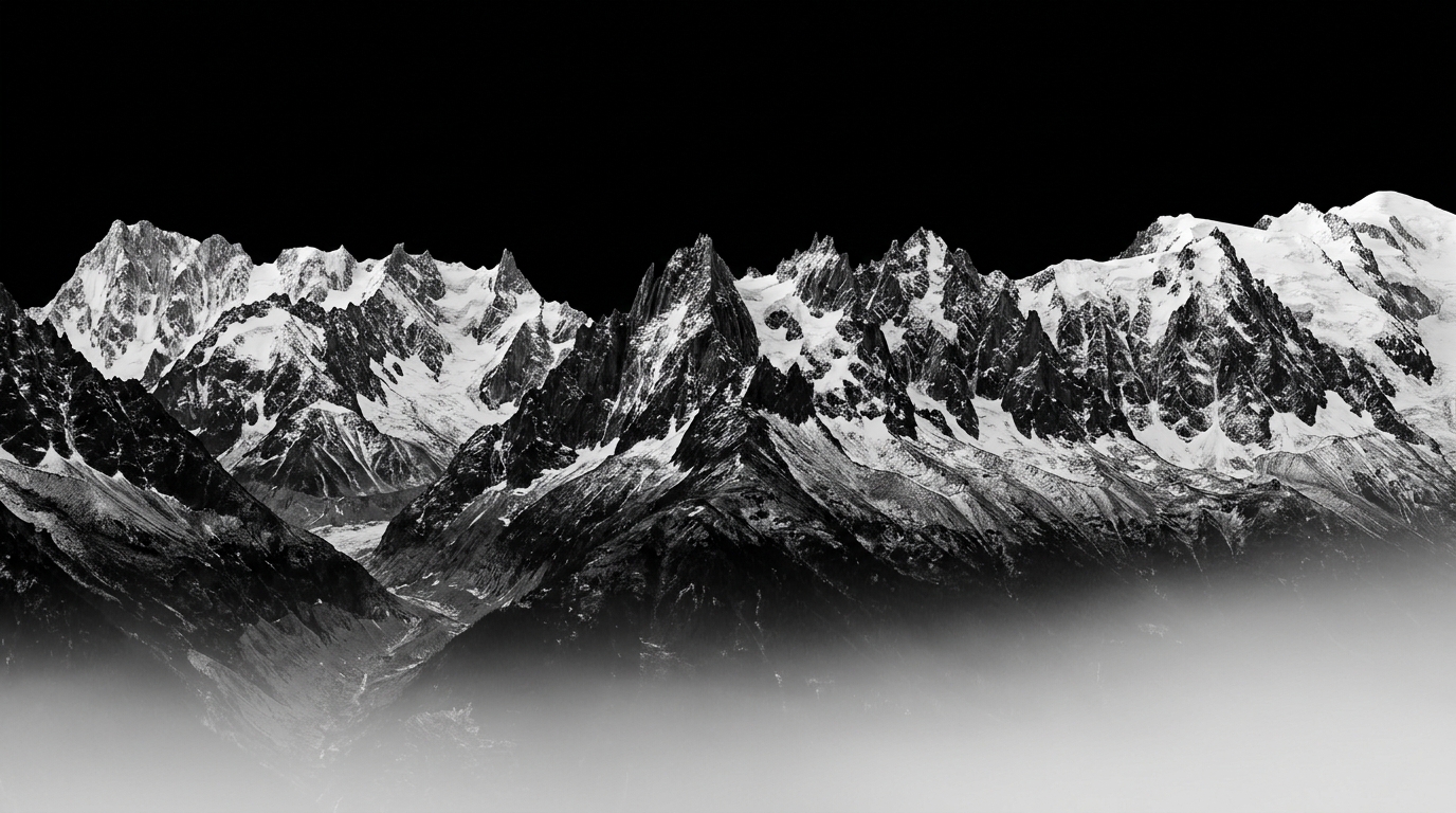 High contrast panoramic alpine mountain ridge